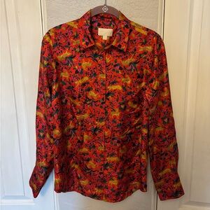 J. Crew Collection Jungle Cat 100% Silk Twill Button Down Size 4